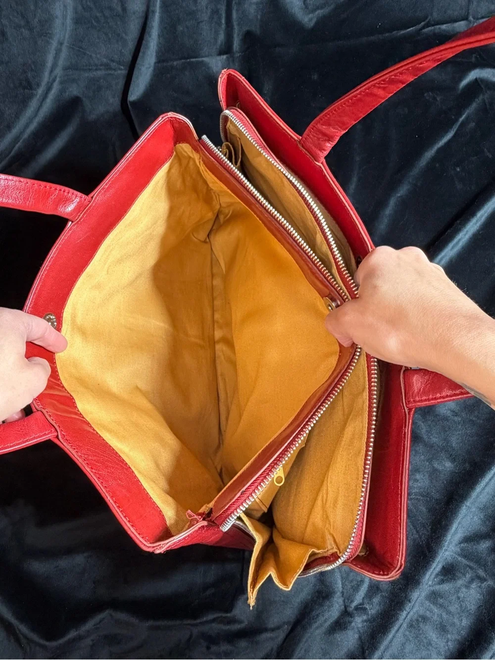 HOBO Red Leather Tote Laptop Bag